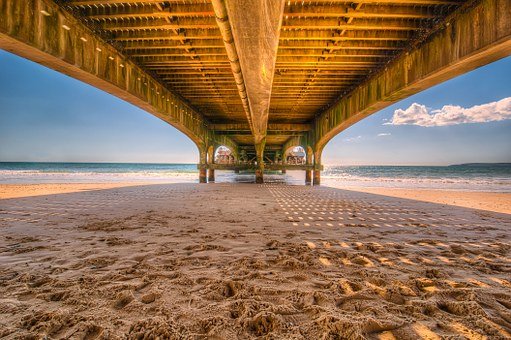 Beach, Sand, Pier, Jetty, Wooden, Bridge