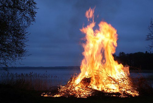Fire, Bonfire, Night, Evening, Burning