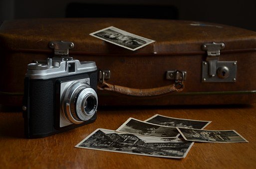 Camera, Luggage, Polaroid Photos, Photos