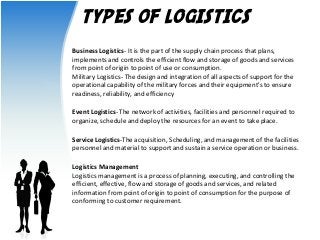 What are the 3 types of logistics
